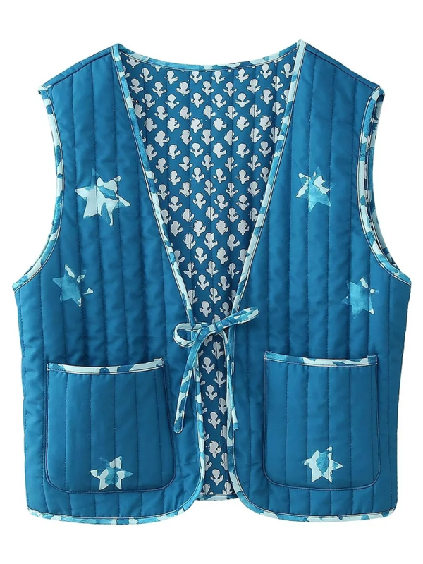 Gilet matelassé à fleurs polyvalent