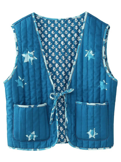 Gilet matelassé à fleurs polyvalent