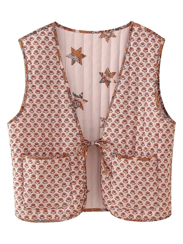 Gilet matelassé à fleurs polyvalent