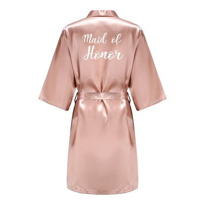 Robes - Custome Luxury Bridal Party Silk Satin Robe for Bride & Bridesmaids