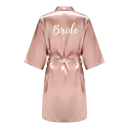 Robes - Custome Luxury Bridal Party Silk Satin Robe for Bride & Bridesmaids