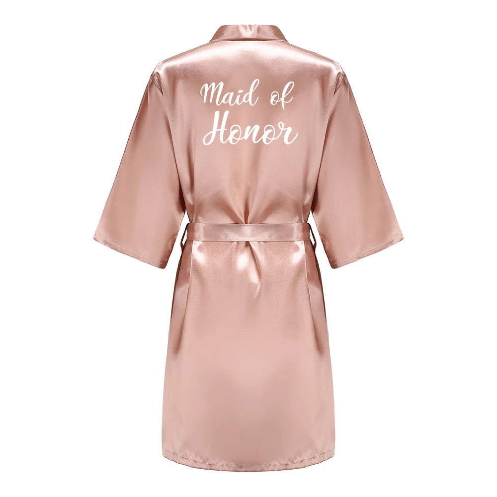 Robes - Custome Luxury Bridal Party Silk Satin Robe for Bride & Bridesmaids