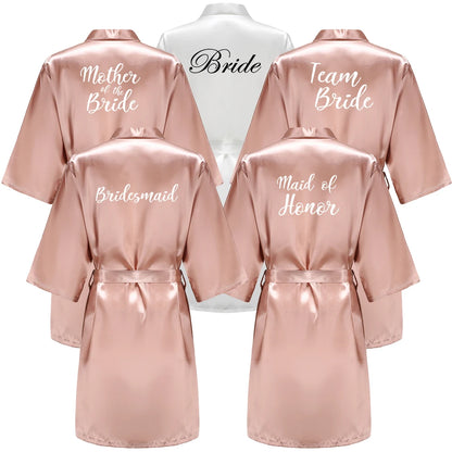 Robes - Custome Luxury Bridal Party Silk Satin Robe for Bride & Bridesmaids