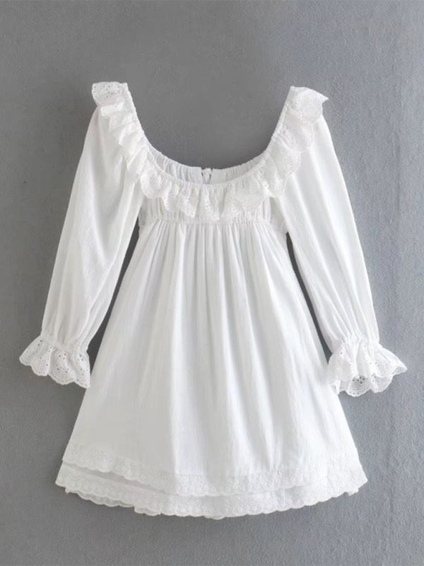 Romantic Dresses- Romantic Summer Dreamy White Lace Mini Dress- - Pekosa Women Fashion