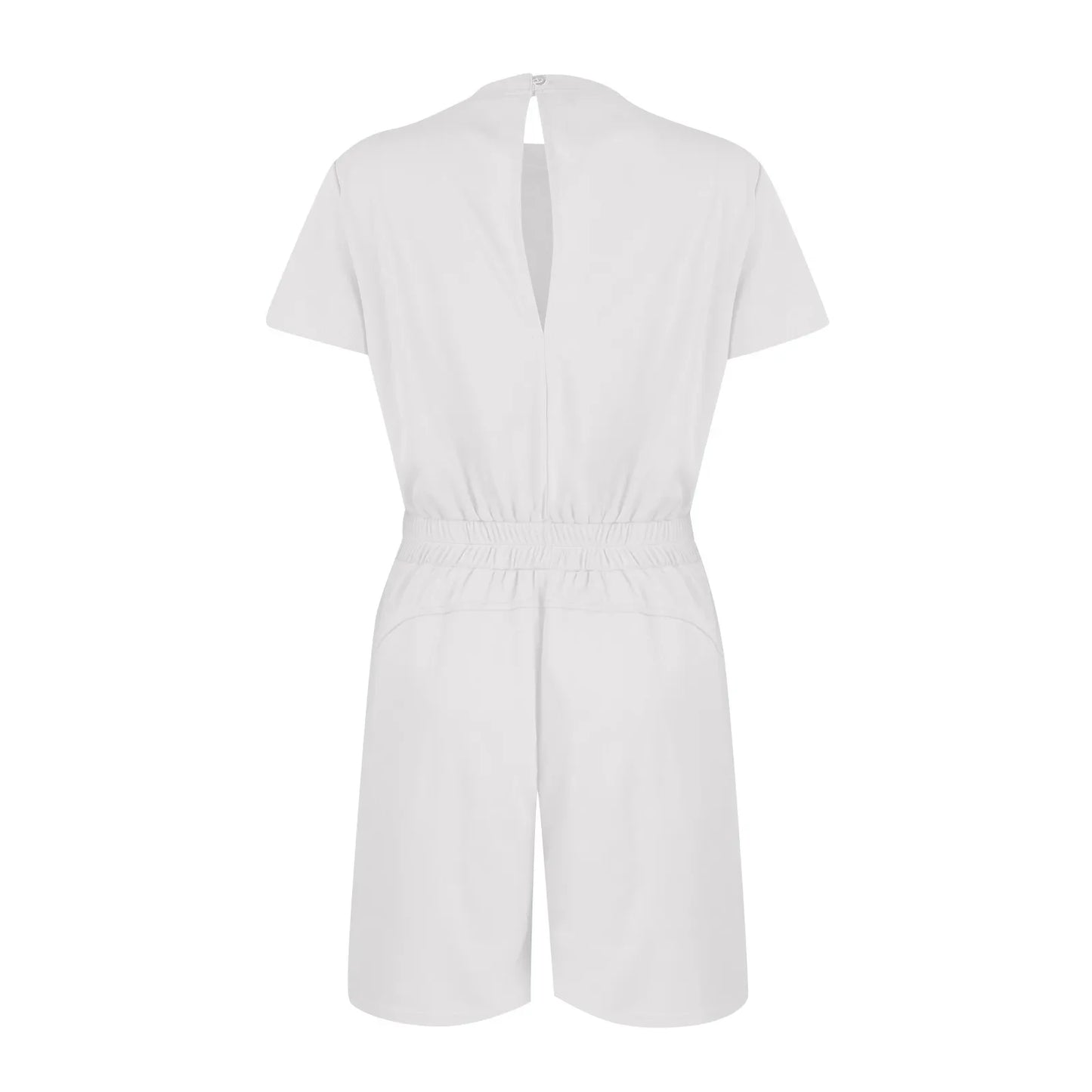 Rompers- Casual Women's Gathered-Waist Romper - Tee Playsuit- - Pekosa Women Fashion