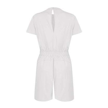 Rompers- Casual Women's Gathered-Waist Romper - Tee Playsuit- - Pekosa Women Fashion