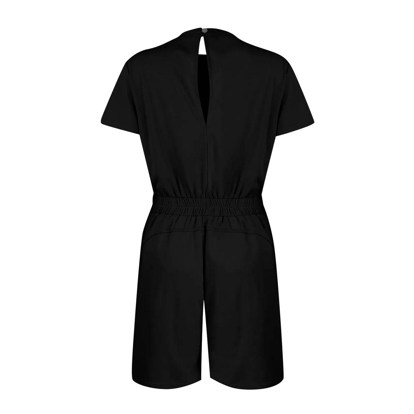 Rompers- Casual Women's Gathered-Waist Romper - Tee Playsuit- - Pekosa Women Fashion