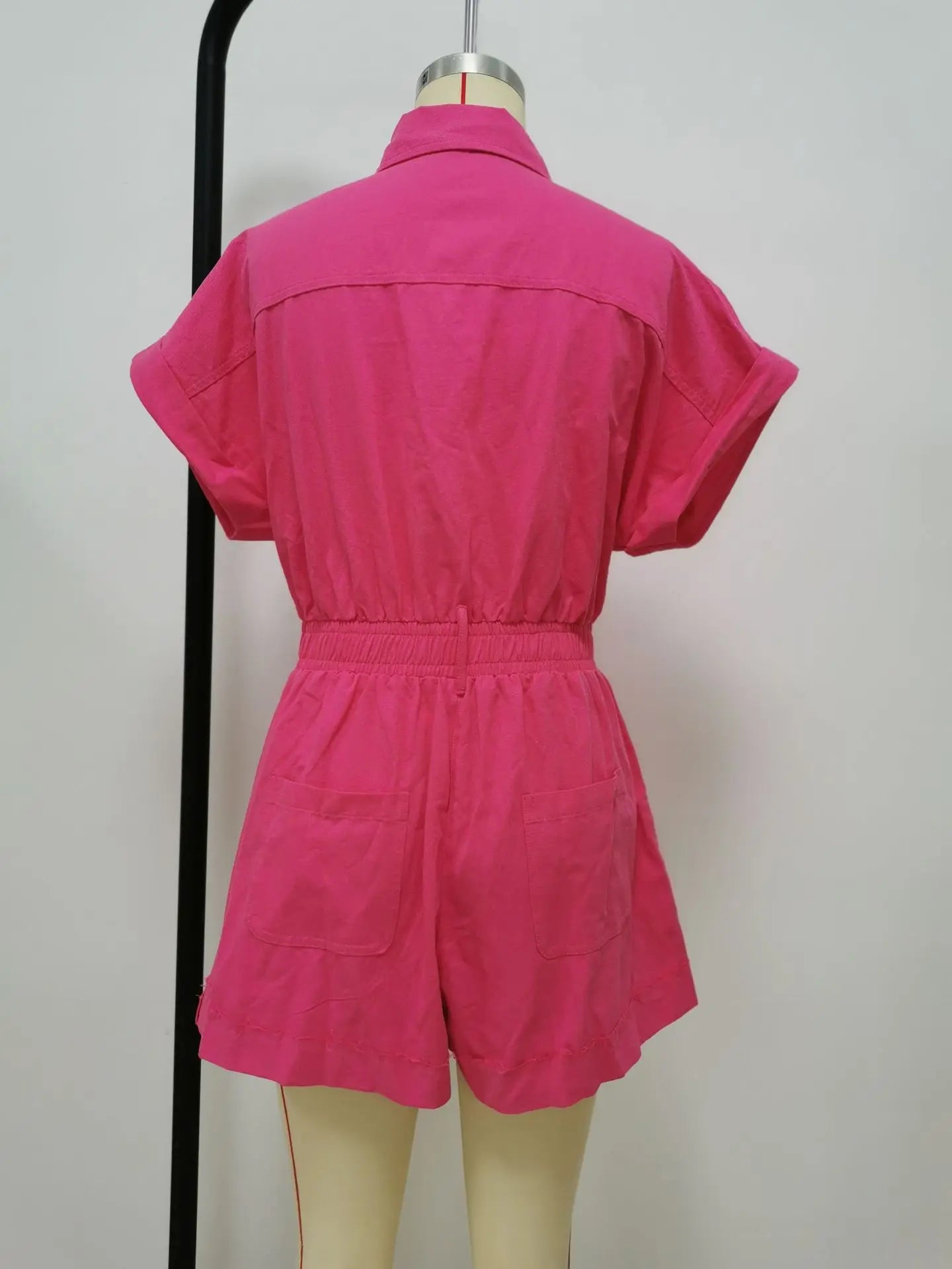 Rompers- Fuchsia Casual Chic Romper - Button-Front Playsuit- - Pekosa Women Fashion