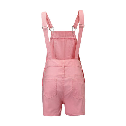 Rompers- Summer Essentials Rompers - Denim Bib Short Overalls- - Pekosa Women Fashion