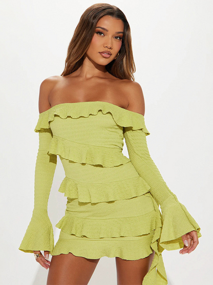 Ruffle Dress - Party Off-Shoulder Ruffle Mini Dress