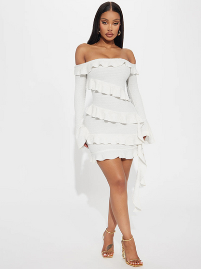 Ruffle Dress - Party Off-Shoulder Ruffle Mini Dress