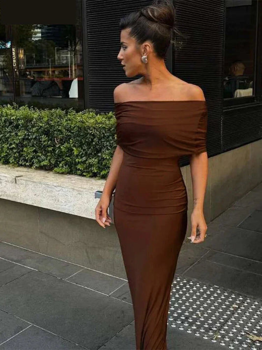 Bodycon dresses - slash neck elegant solid dress women summer hollow skinny stretch maxi bodycon birthday party streetwear Vestidos