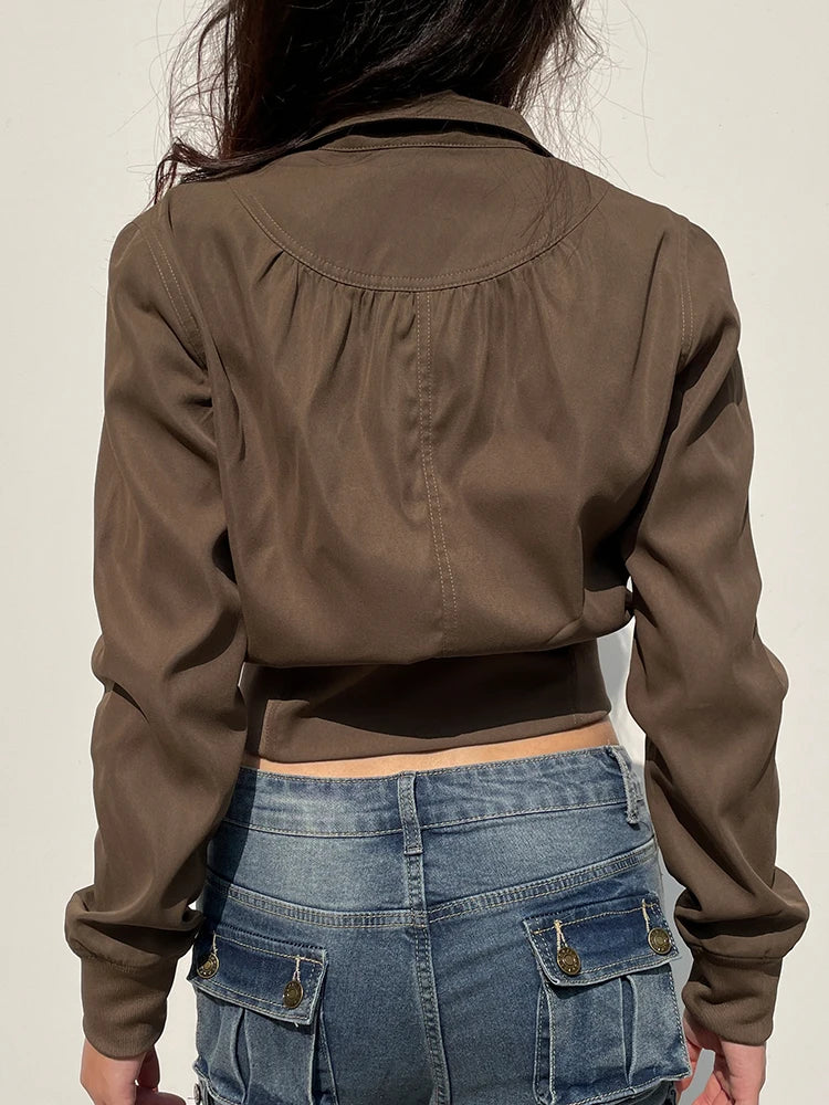 Women Coats and Jackets - Cropped Bomber Jacket Snug Fit