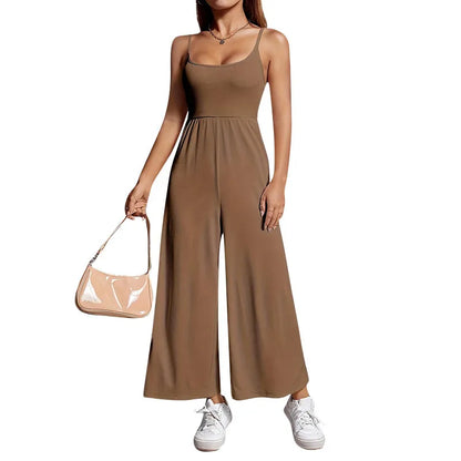 Jumpsuits - Casual Taupe Jumpsuit for Artistic Outings