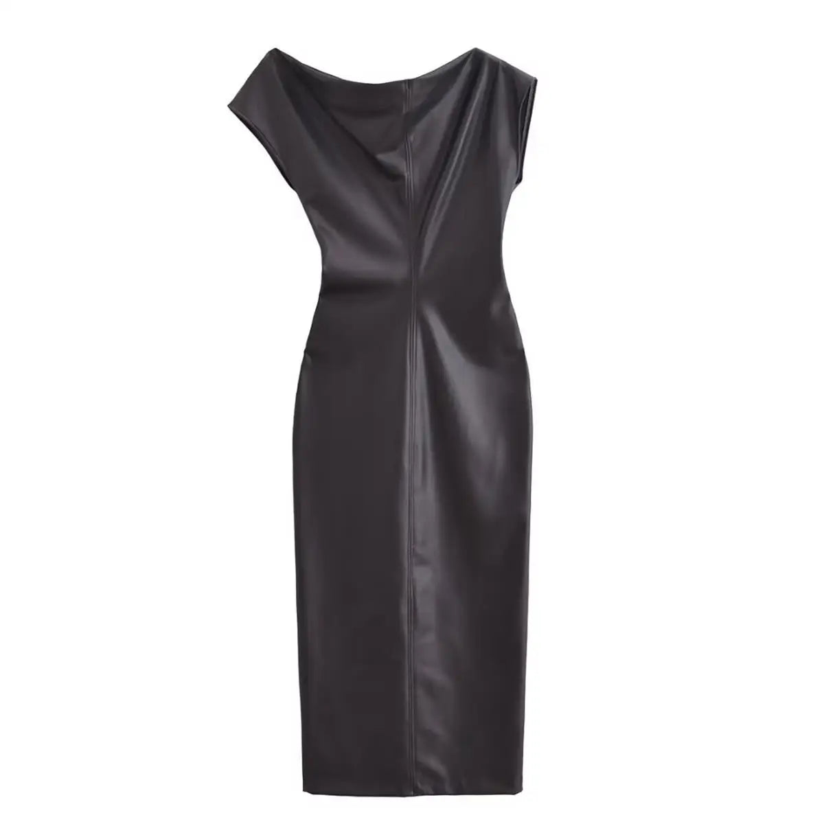 Bodycon dresses - Elegant Winter Faux Leather Cocktail Dress