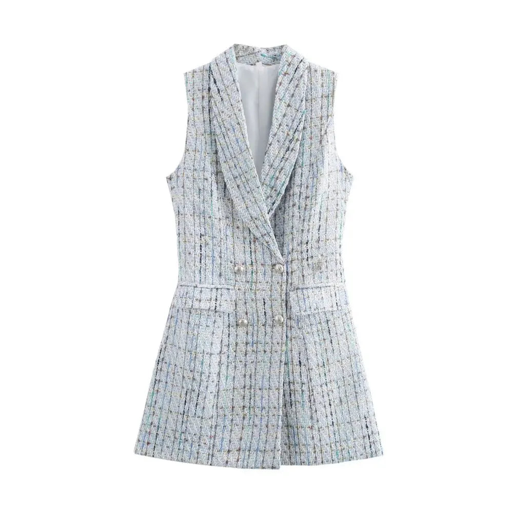 Blazer Dresses - Speckled Tweed Blazer Dress for Corporate Events