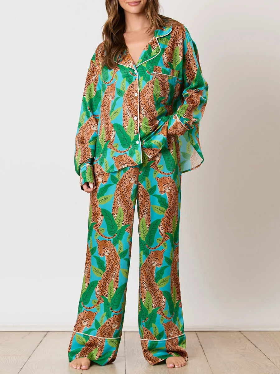 Pajamas - Fall Multicolor Pajamas Nightwear 2 Piece Pants and Shirt