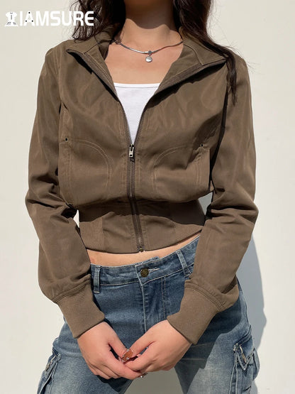 Women Coats and Jackets - Cropped Bomber Jacket Snug Fit