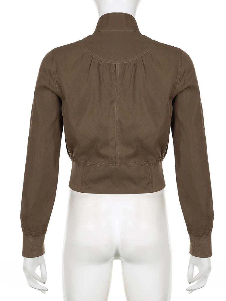 Women Coats and Jackets - Cropped Bomber Jacket Snug Fit