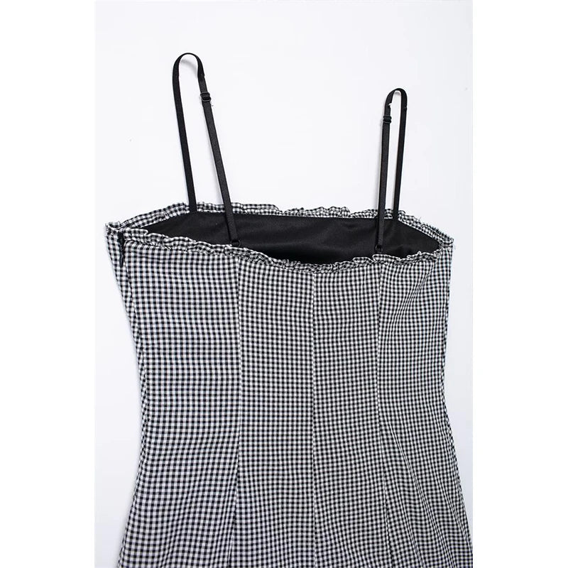 Casual Dresses - Gingham Cami Day Dress for Outdoor Festivities