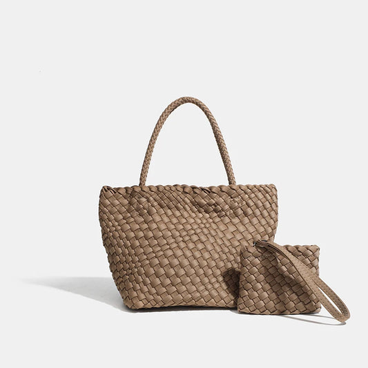 Tote Bags - Bags for woman Tote bag 2025 new fashion pure hand-woven handbag Nylon material pure color simple lady bag