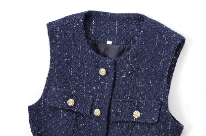 Vests - Metallic Flecked Tweed Cinched Vest for Professional Events