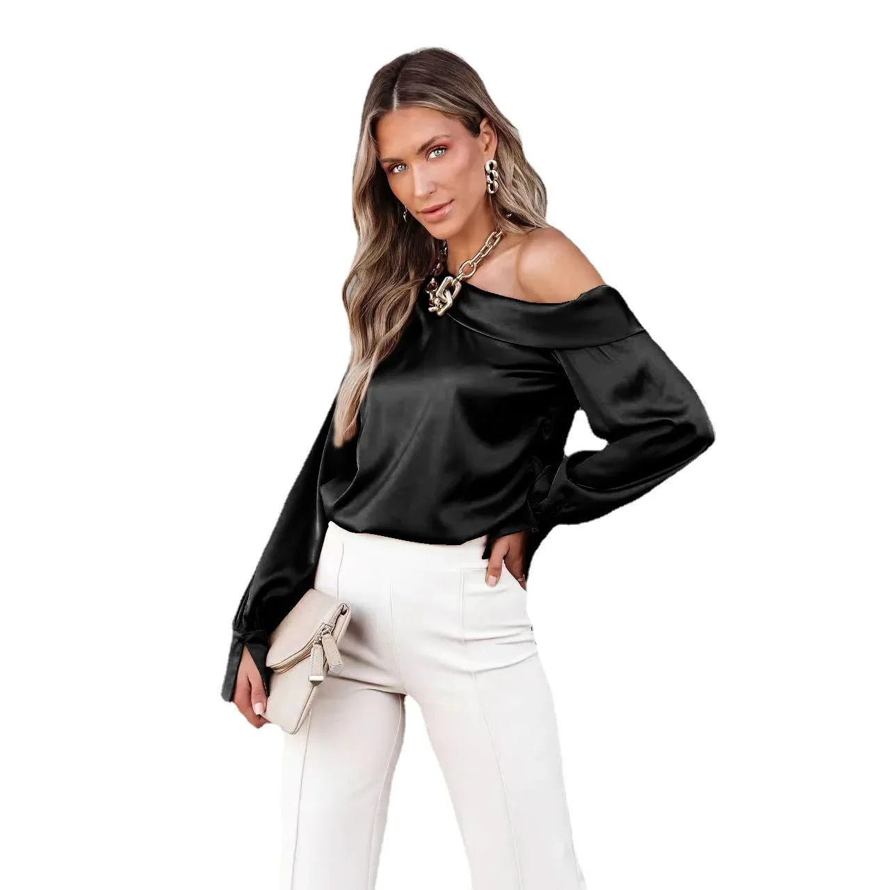 Satin Blouses - Trendy Asymmetrical Satin Women's Blouse