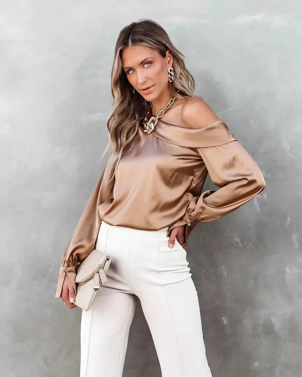 Satin Blouses - Trendy Asymmetrical Satin Women's Blouse