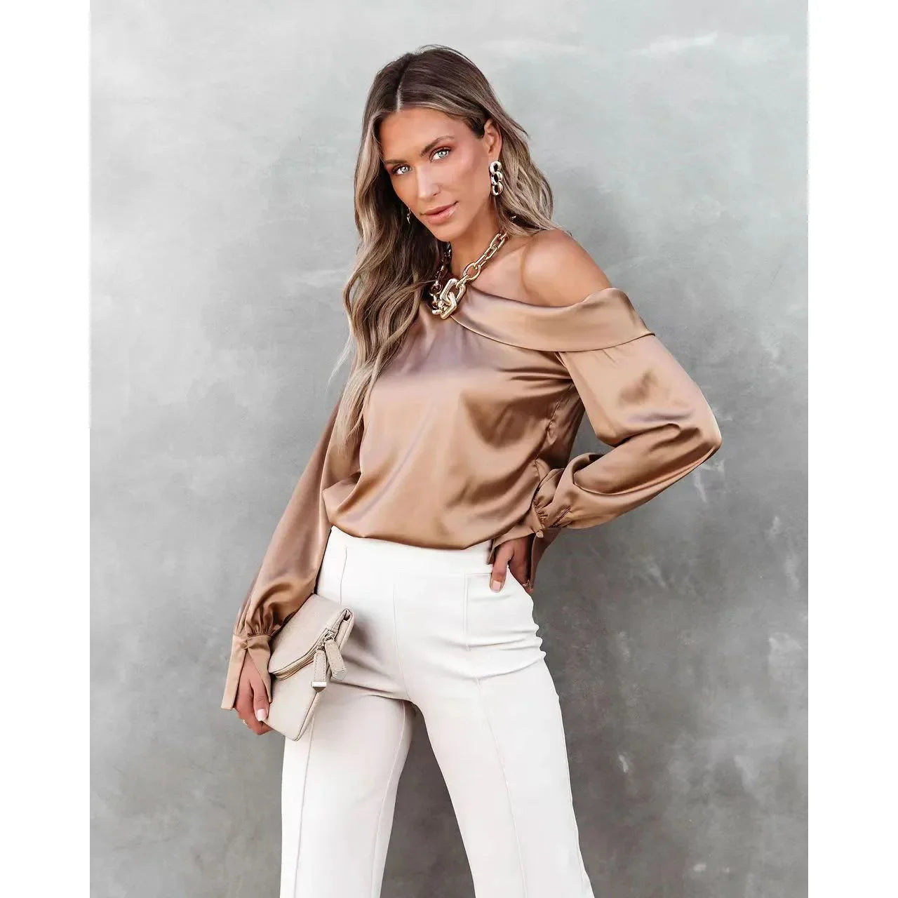 Satin Blouses - Trendy Asymmetrical Satin Women's Blouse