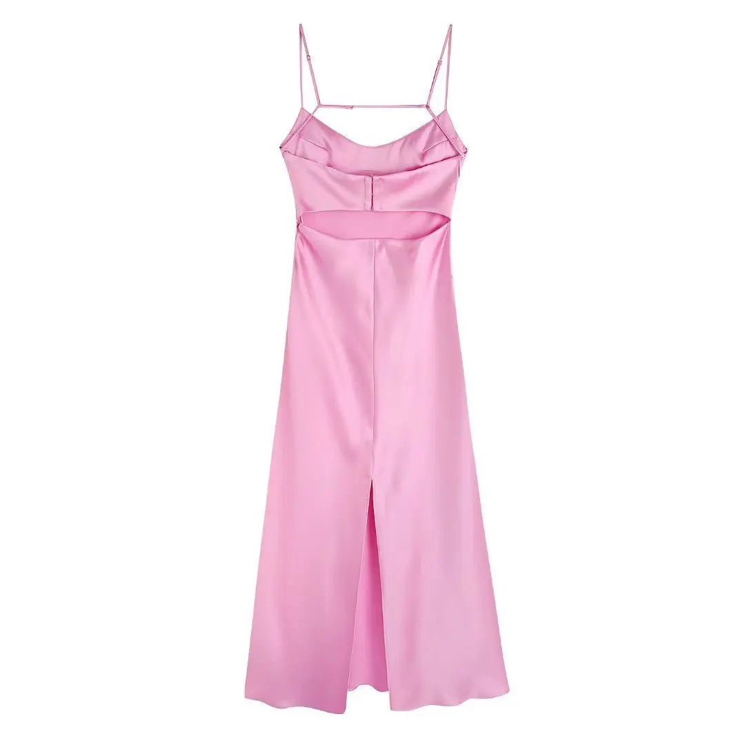 Satin Dresses - Barbie-Style Bridesmaids Satin Slip Dress for Cocktails