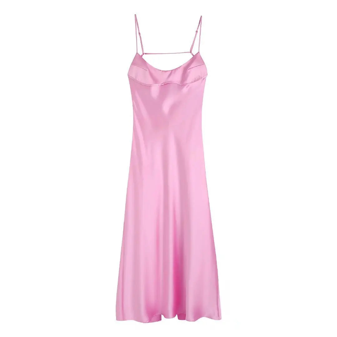 Satin Dresses - Barbie-Style Bridesmaids Satin Slip Dress for Cocktails