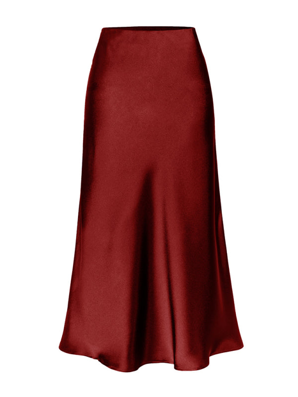 Satin Skirts - Classy Satin Midi Skirt