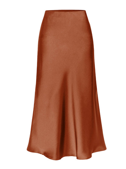 Satin Skirts - Classy Satin Midi Skirt