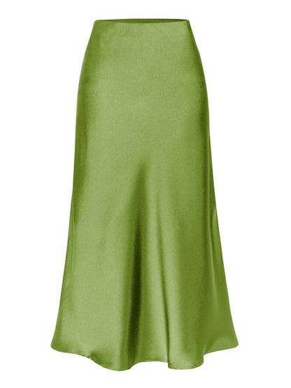 Satin Skirts - Classy Satin Midi Skirt