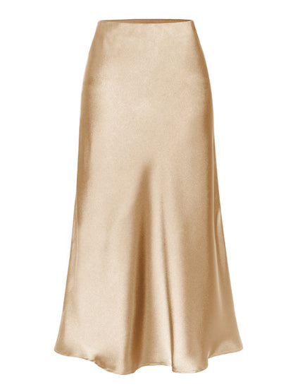 Satin Skirts - Classy Satin Midi Skirt