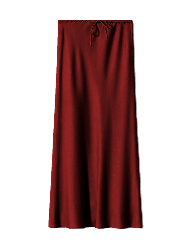 Satin Skirts - Elegant Midi Skirt in Satin