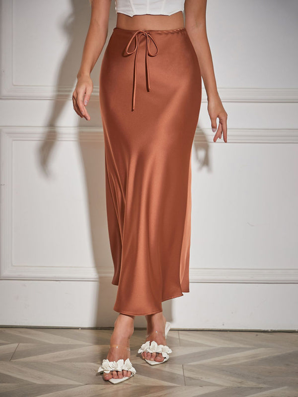 Satin Skirts - Elegant Midi Skirt in Satin