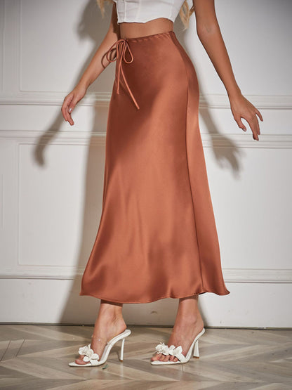 Satin Skirts - Elegant Midi Skirt in Satin