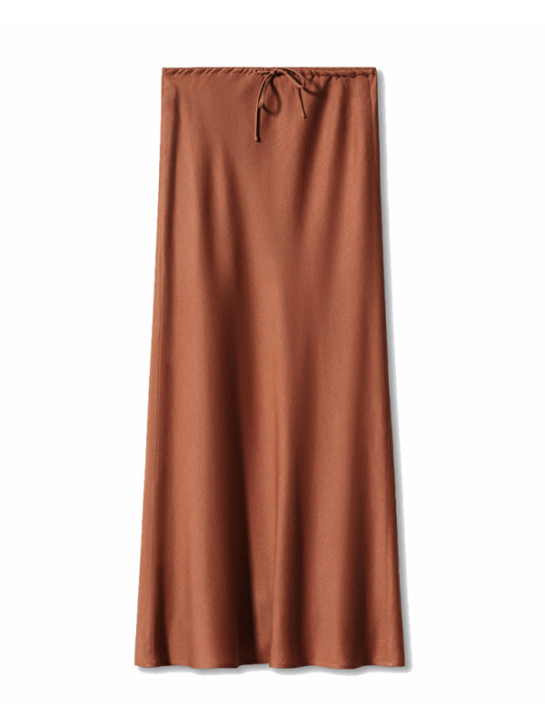 Satin Skirts - Elegant Midi Skirt in Satin