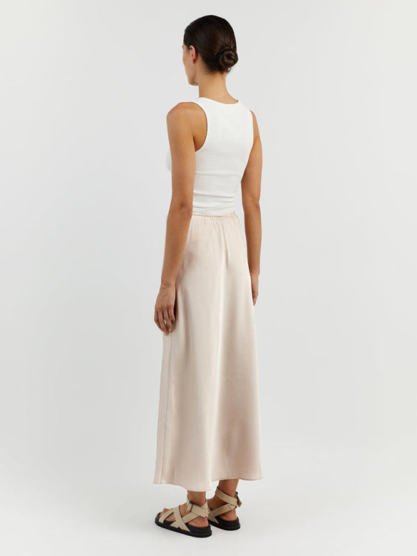 Satin Skirts - Elegant Midi Skirt in Satin