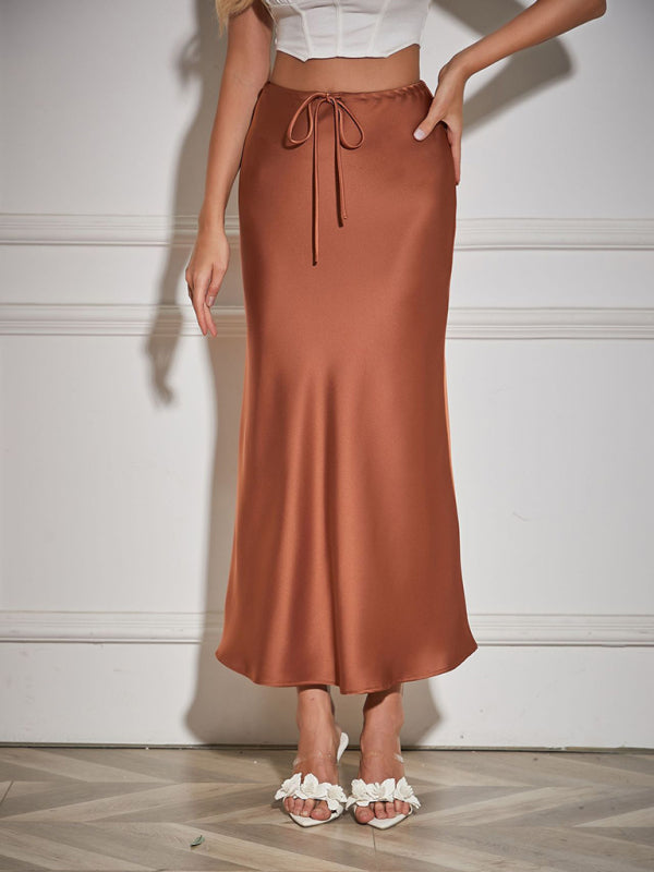 Satin Skirts - Elegant Midi Skirt in Satin