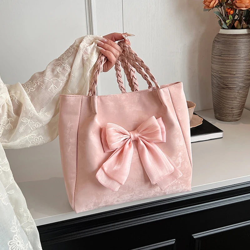 HandBags - Women's Shoulder Bag with Bows Versatile Casual Hand-held Tote Bag Women's Bag Simple Spacious Trendy Crossbody Bag Commuter Bag