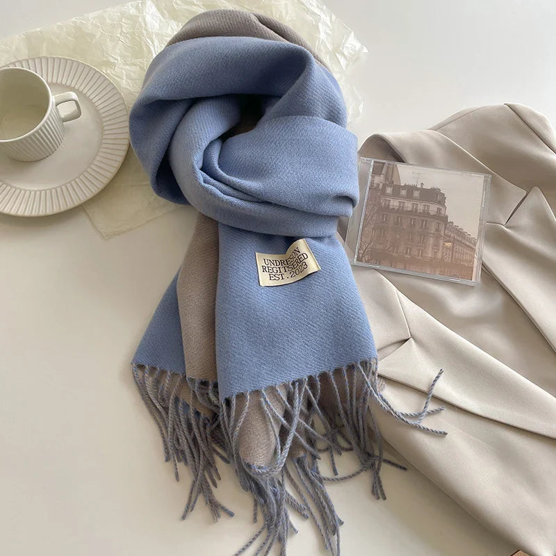 Scarfs- Faux Cashmere Pashmina Scarves Soft Scarf- DFP022-16- Chuzko Women Clothing