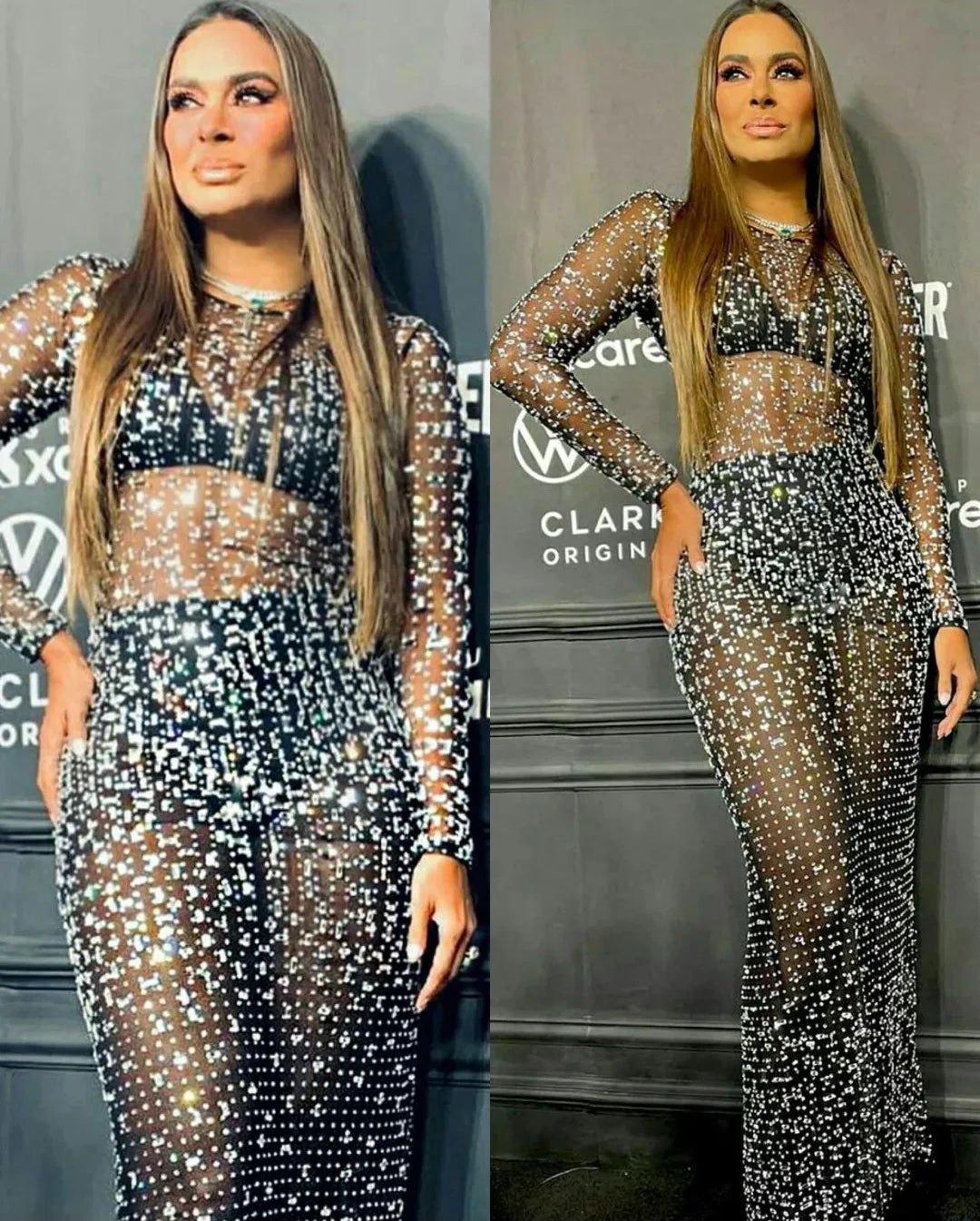 See-through Maxi Dresses - Glitter Diamond Sheath See-through Maxi Dress – For Red Carpet Looks 👗