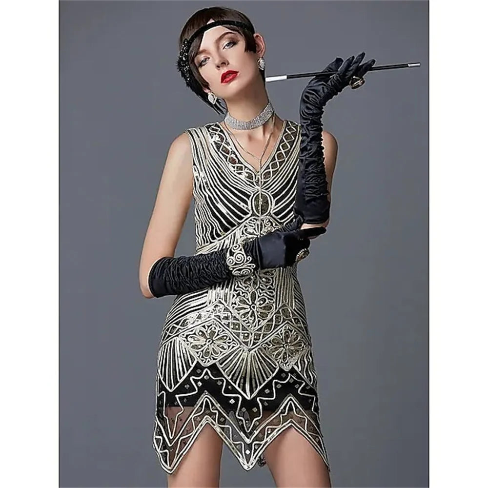 Sequin Dresses- Retro 20s 1920s Flapper Dress Set! Sequined Tassel Fringe Dress