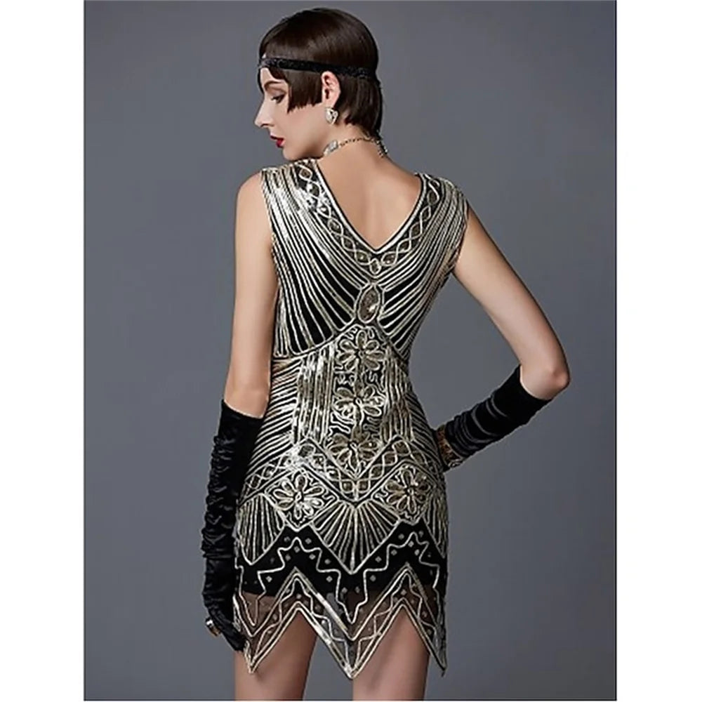 Sequin Dresses- Retro 20s 1920s Flapper Dress Set! Sequined Tassel Fringe Dress