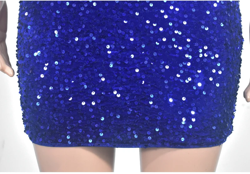 Sequin Mini Dress - Royal Blue Sequin Bodycon Mini Dress – for Night Out & Cocktail Parties