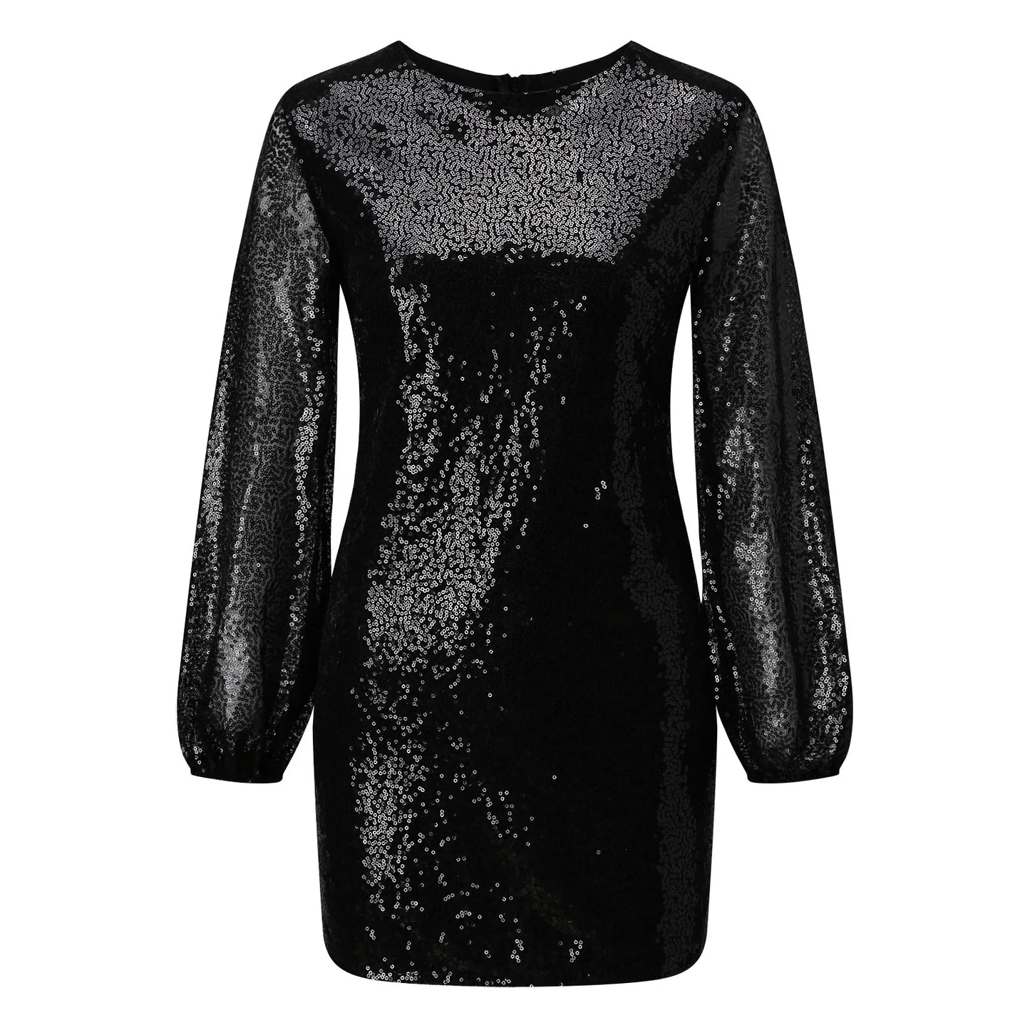 Sequin Mini Dress- Sequin Lantern Sleeve Mini Dress - Event Ready