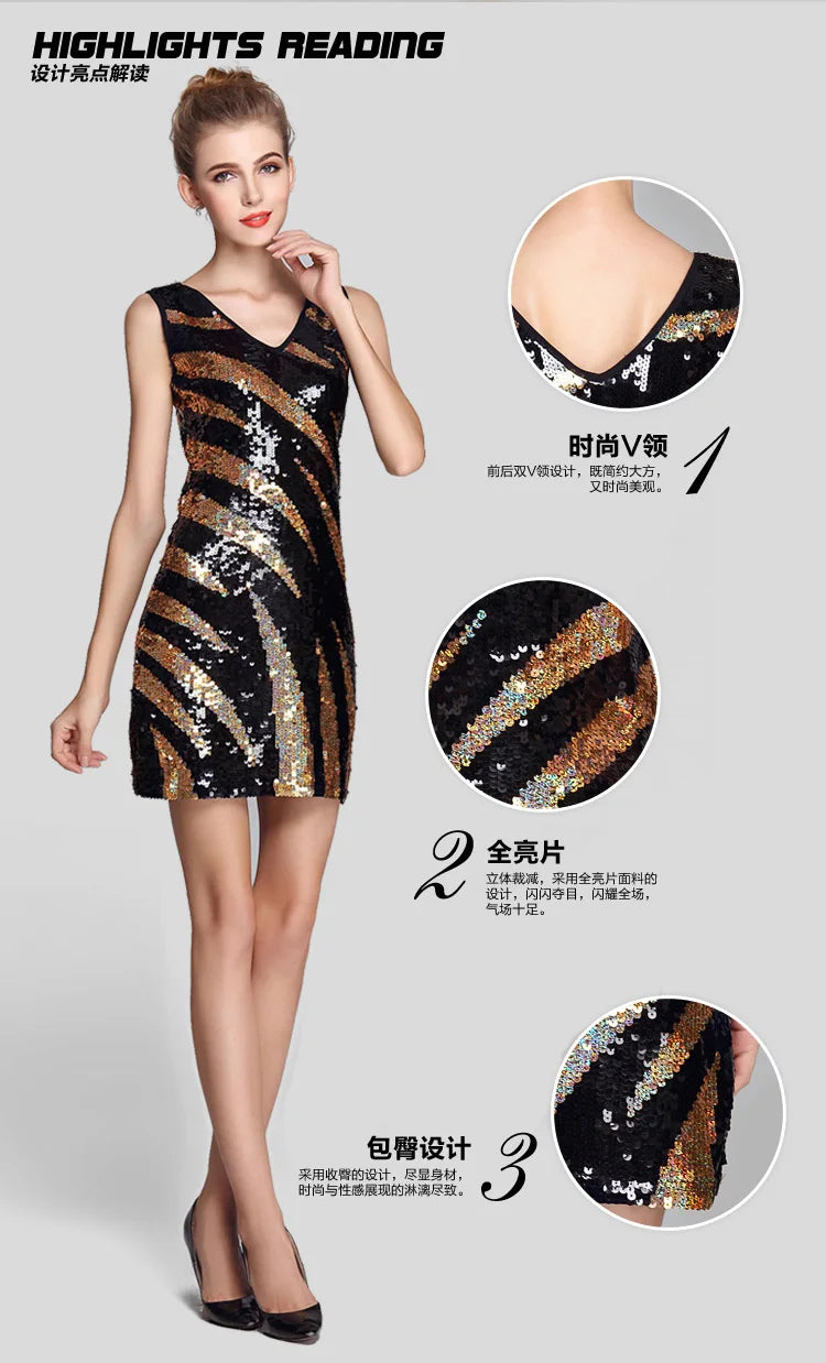 Sequin Mini Dress - Stunning Gatsby Sequin Night Out Bodycon Mini Dress