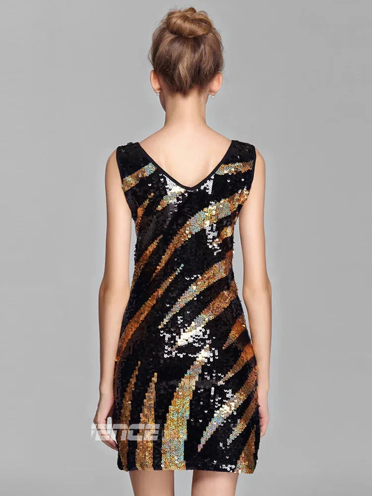 Sequin Mini Dress - Stunning Gatsby Sequin Night Out Bodycon Mini Dress